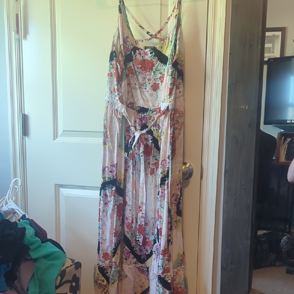 Torrid Pink and Green Sleeveless Maxi Sundress